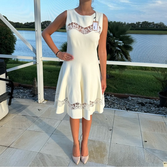 NEW ALAIA Paris Raffia Laced Inset Dress A-Line Sleeveless Crew Neck White Dress - Picture 1 of 15